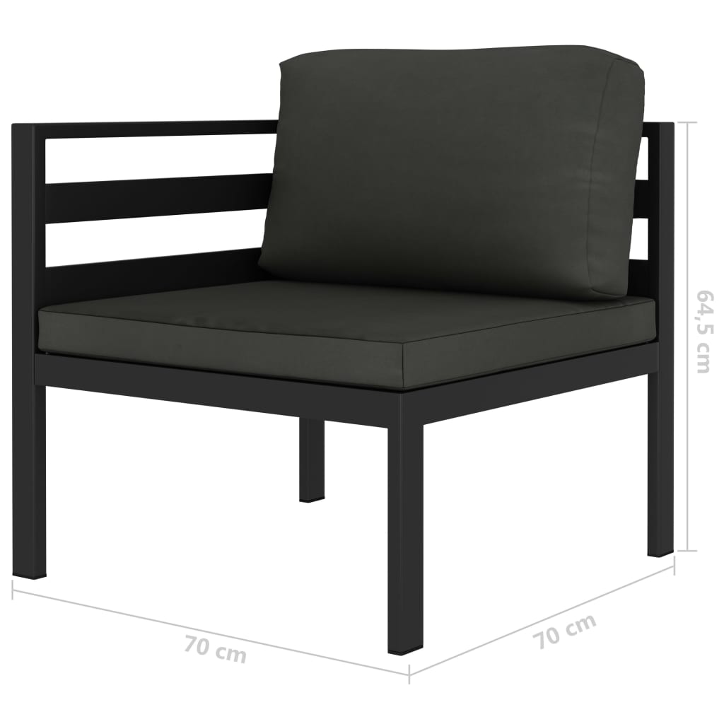 Modular sofa corner piece 1 pc. with cushion aluminum anthracite