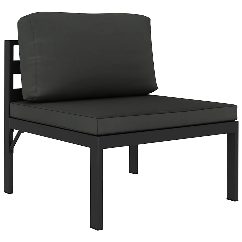 Modular sofa center section with cushions aluminum anthracite