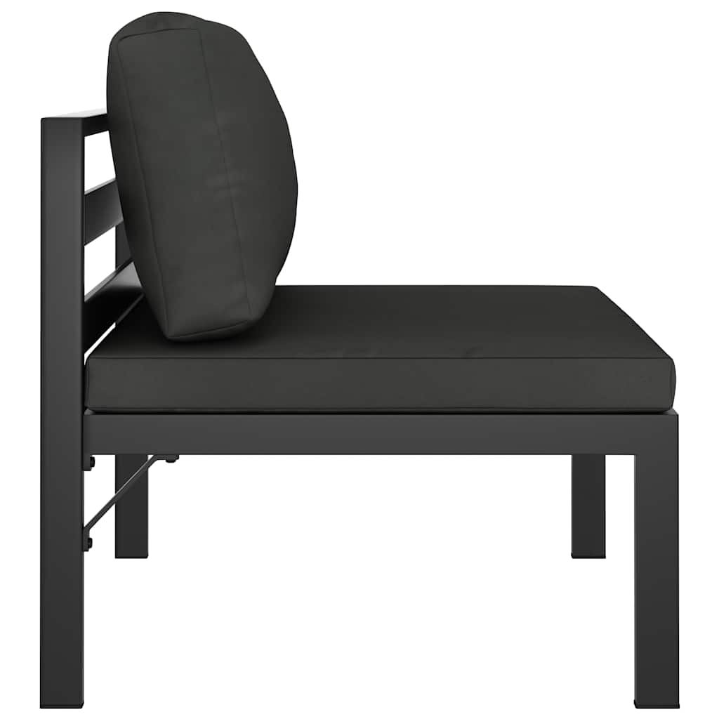 Modular sofa center section with cushions aluminum anthracite