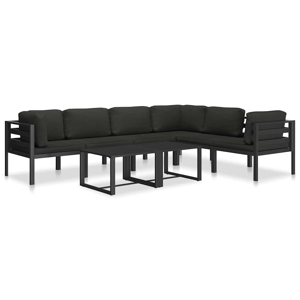 Modular sofa center section with cushions aluminum anthracite
