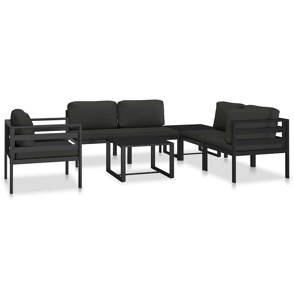 Modular sofa center section with cushions aluminum anthracite