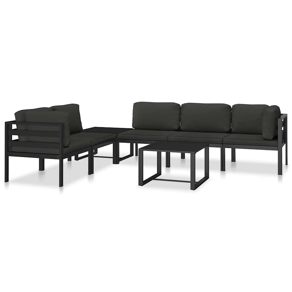 Modular sofa center section with cushions aluminum anthracite