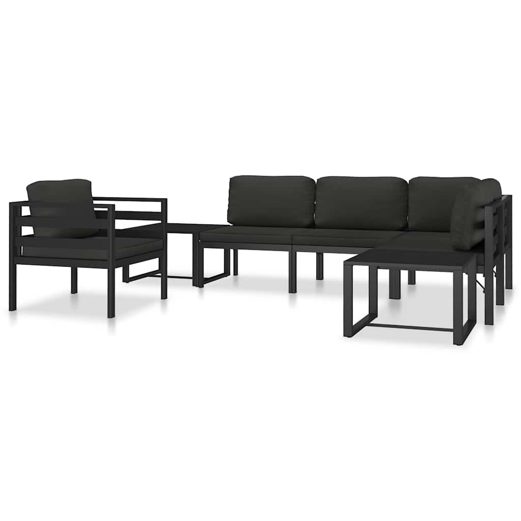 Modular sofa center section with cushions aluminum anthracite
