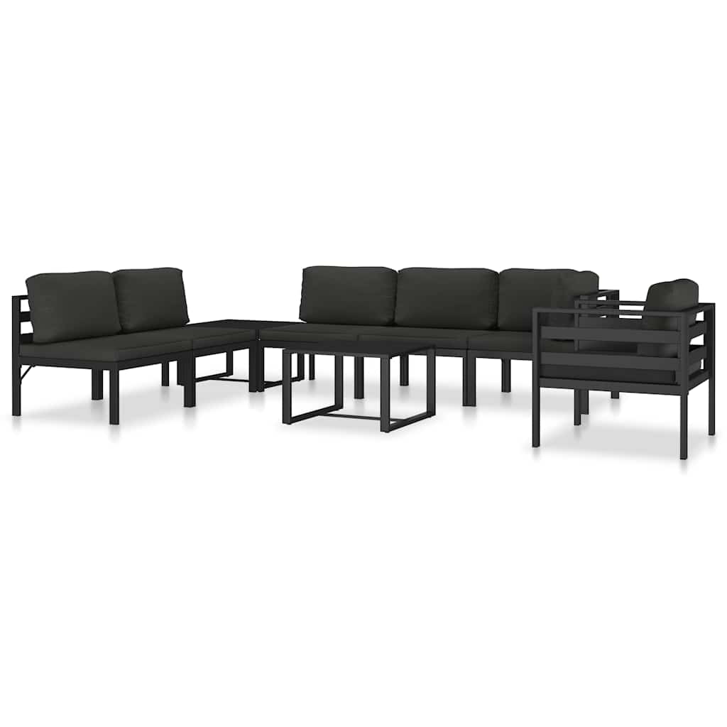 Modular sofa center section with cushions aluminum anthracite