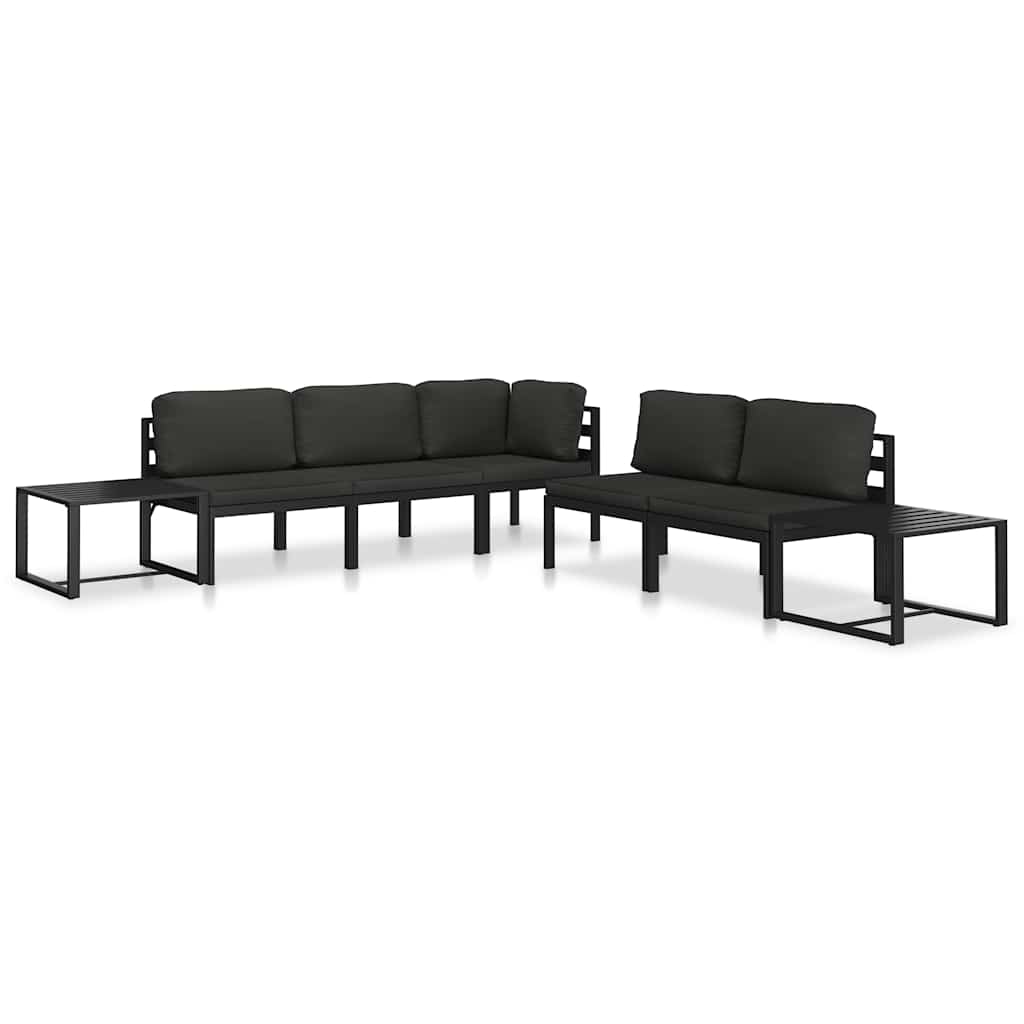 Modular sofa center section with cushions aluminum anthracite
