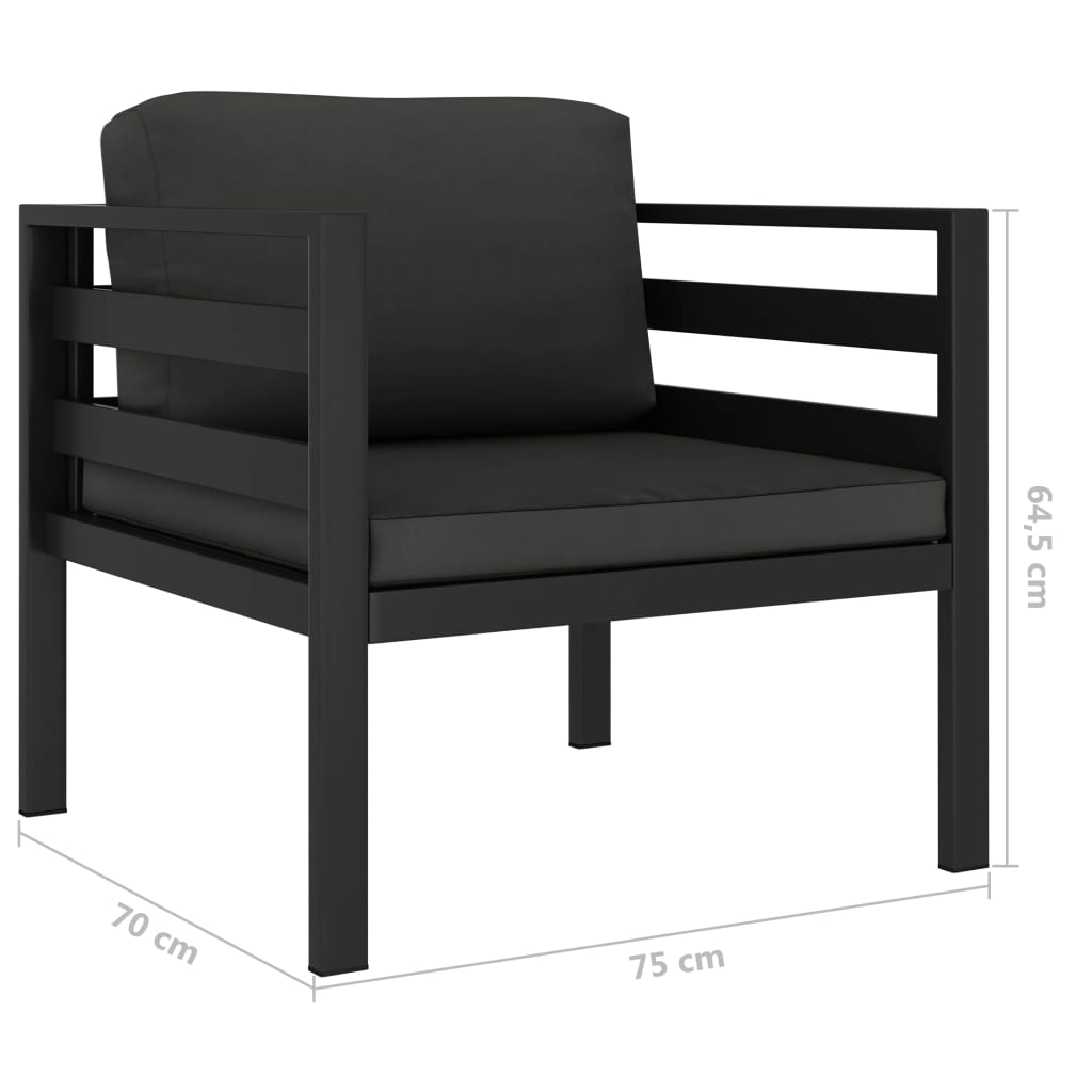 Canapé simple avec coussins aluminium anthracite