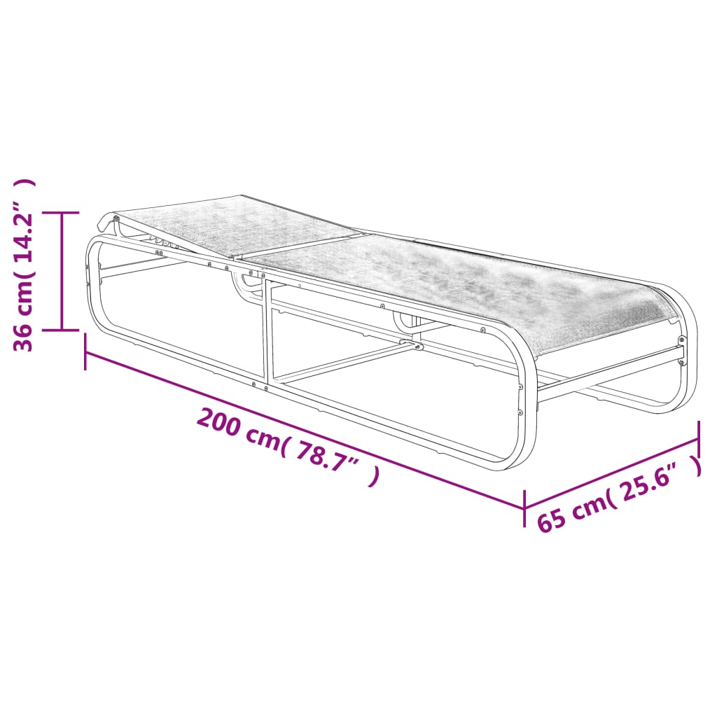 Sonnenliegen 2 Stk. mit Tisch Textilene und Aluminium