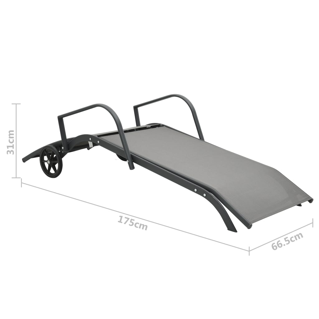 Sun loungers 2 pcs. with table textilene and steel