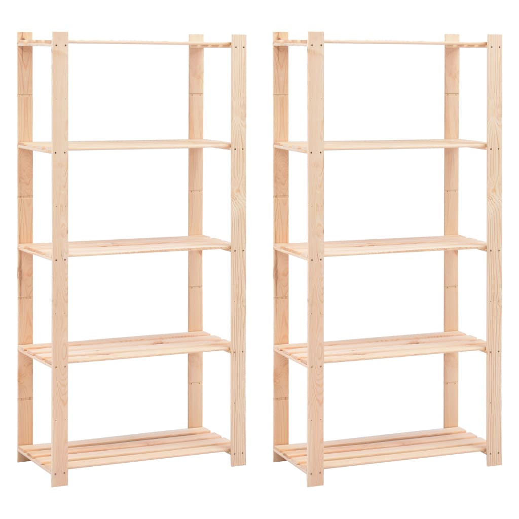 Étagères 5 étagères 2 pcs. 80×38×170 cm bois de pin massif 250 kg