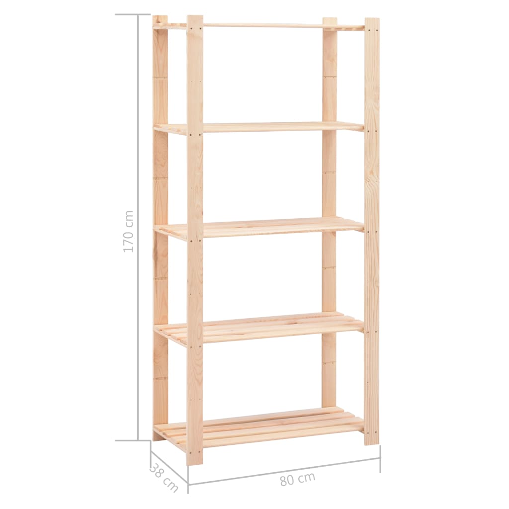Étagères 5 étagères 2 pcs. 80×38×170 cm bois de pin massif 250 kg