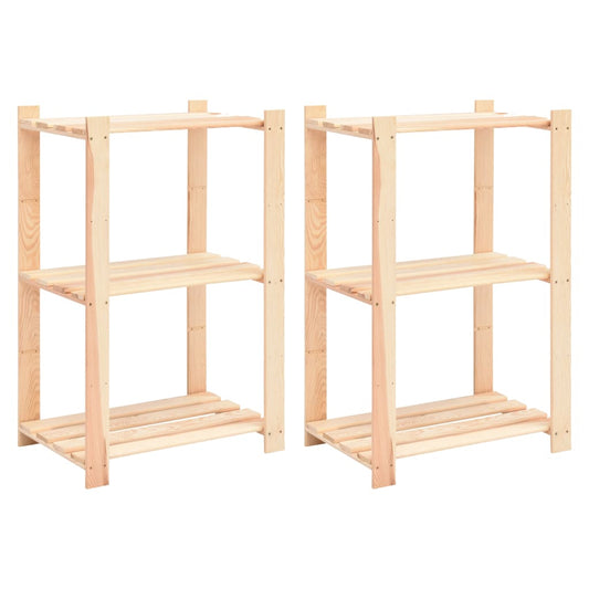 Étagères de rangement 3 étagères 2 pcs. 60x38x90cm bois de pin massif 150kg