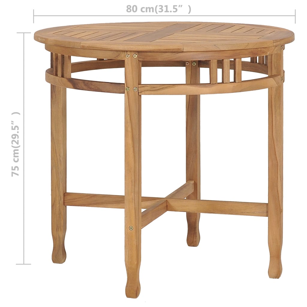 Table à manger Ø 80 cm en bois de teck massif