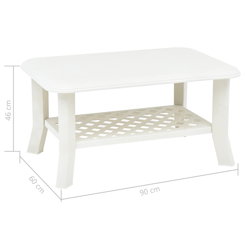 Coffee table white 90x60x46 cm plastic