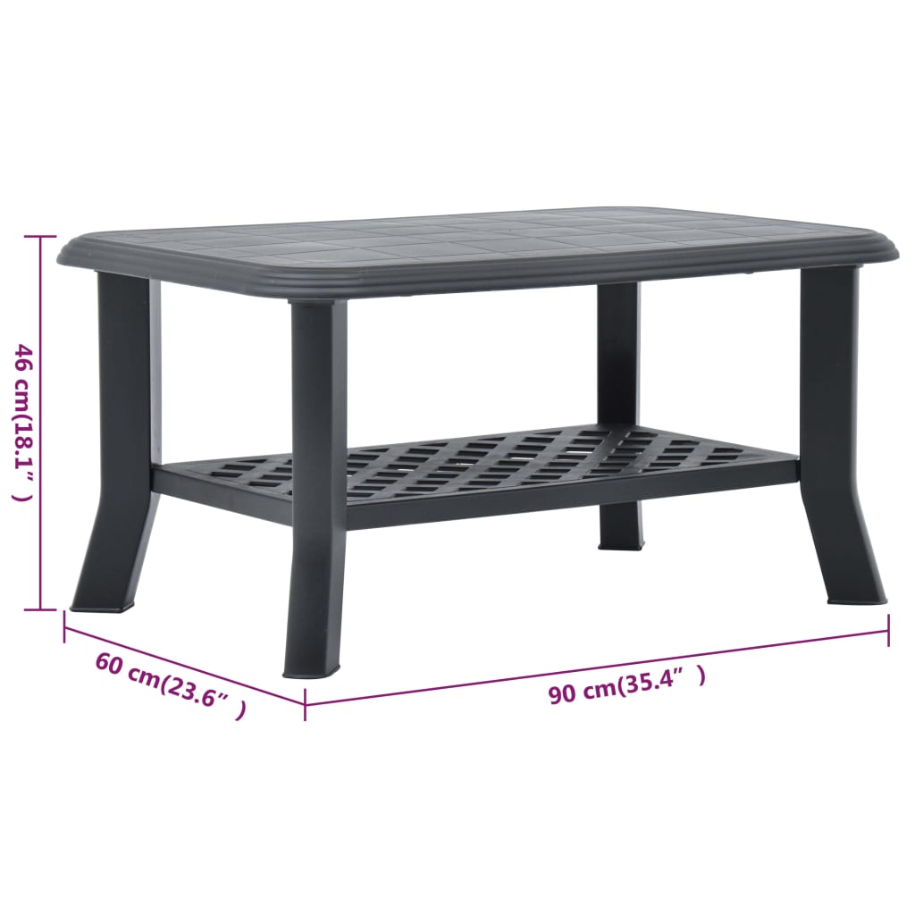 Table basse anthracite 90x60x46 cm plastique