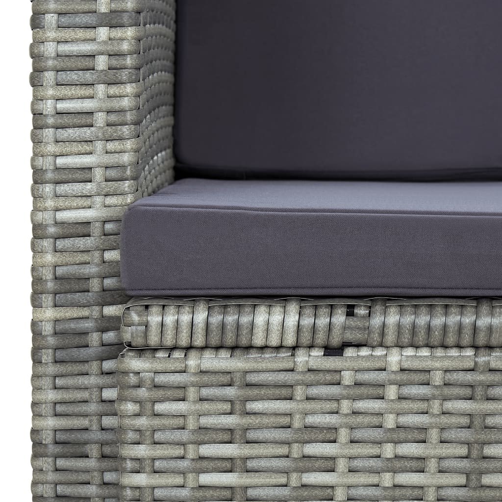 2-seater garden sofa with cushions gray poly rattan