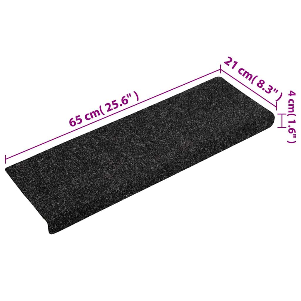 Stufenmatten Selbstklebend 15 Stk. 65x21x4 cm Schwarz