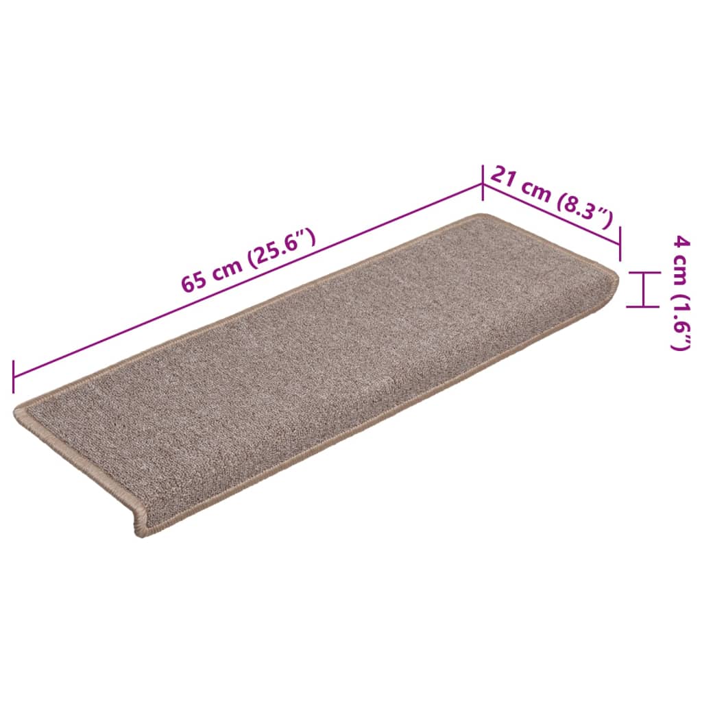 Stufenmatten 15 Stk. 65x21x4 cm Hellbraun Rechteckiger Rand