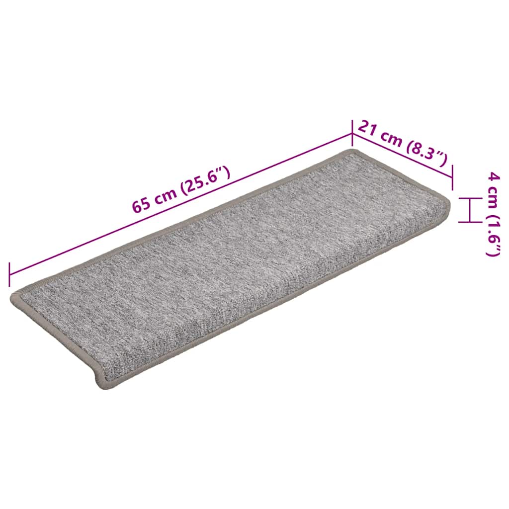 Stufenmatten 15 Stk. 65x21x4 cm Hellgrau Rechteckiger Rand