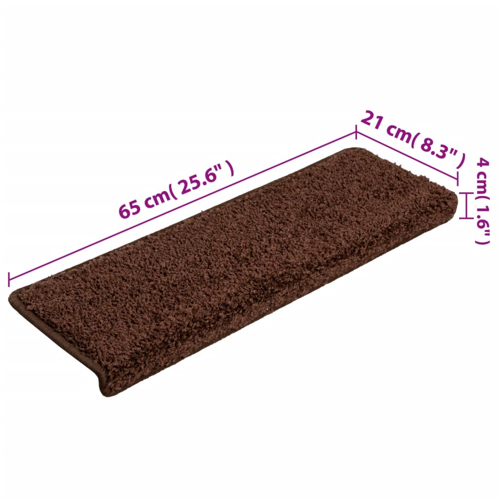 Stufenmatten 15 Stk. 65x21x4 cm Braun Rechteckiger Rand