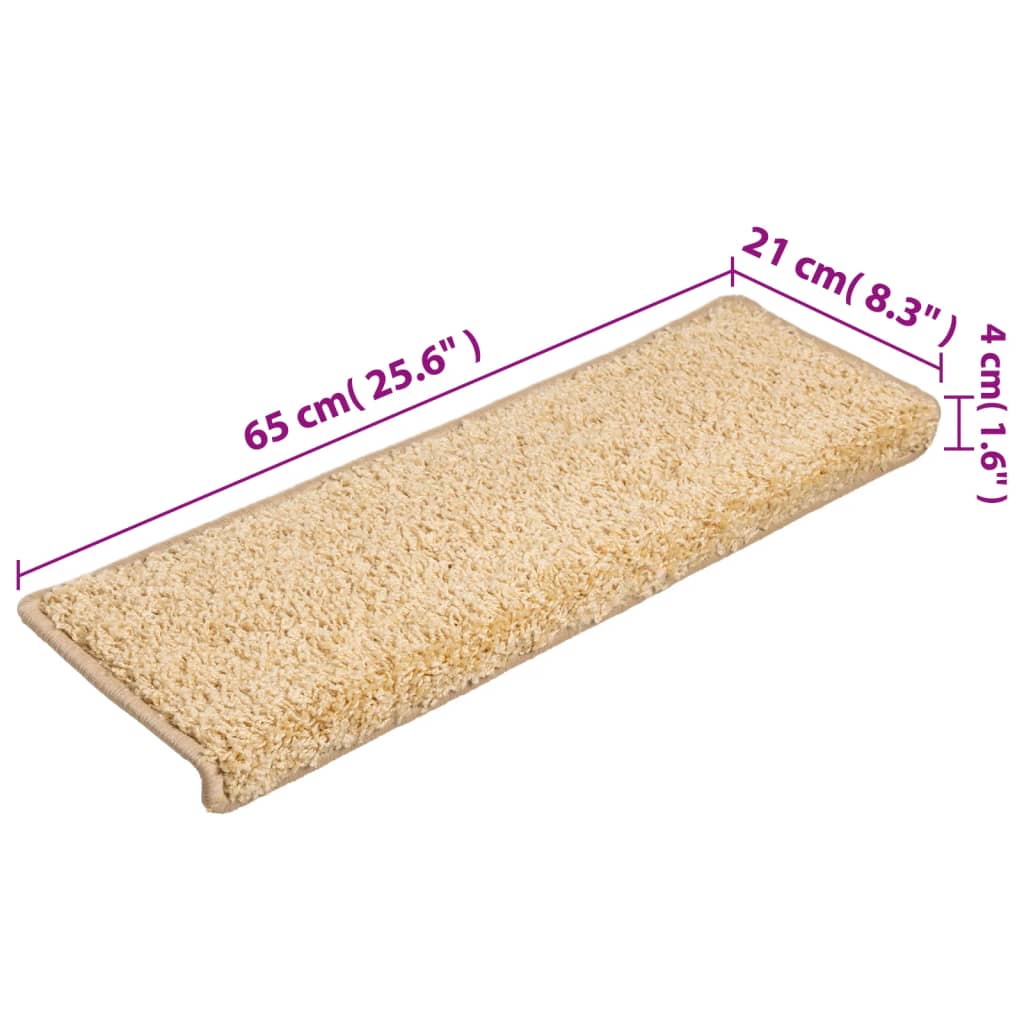 Stufenmatten 15 Stk. 65x21x4 cm Creme Rechteckiger Rand
