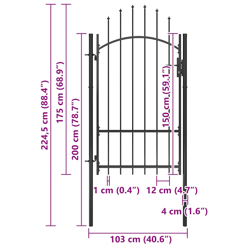 Gartentor Woerden Stahl 1x1,7 m Schwarz