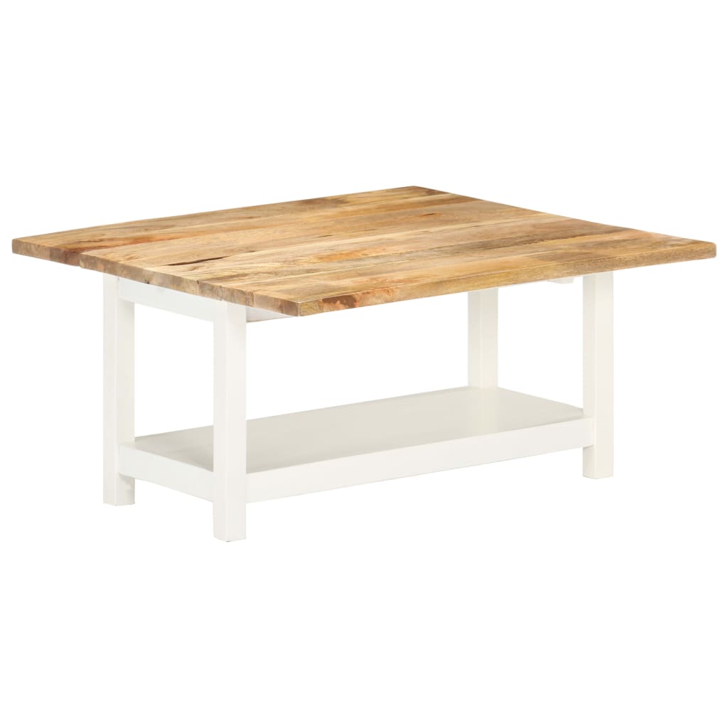 Couchtisch Ausziehbar Weiß 90x(45-90)x45 cm Massivholz Mango