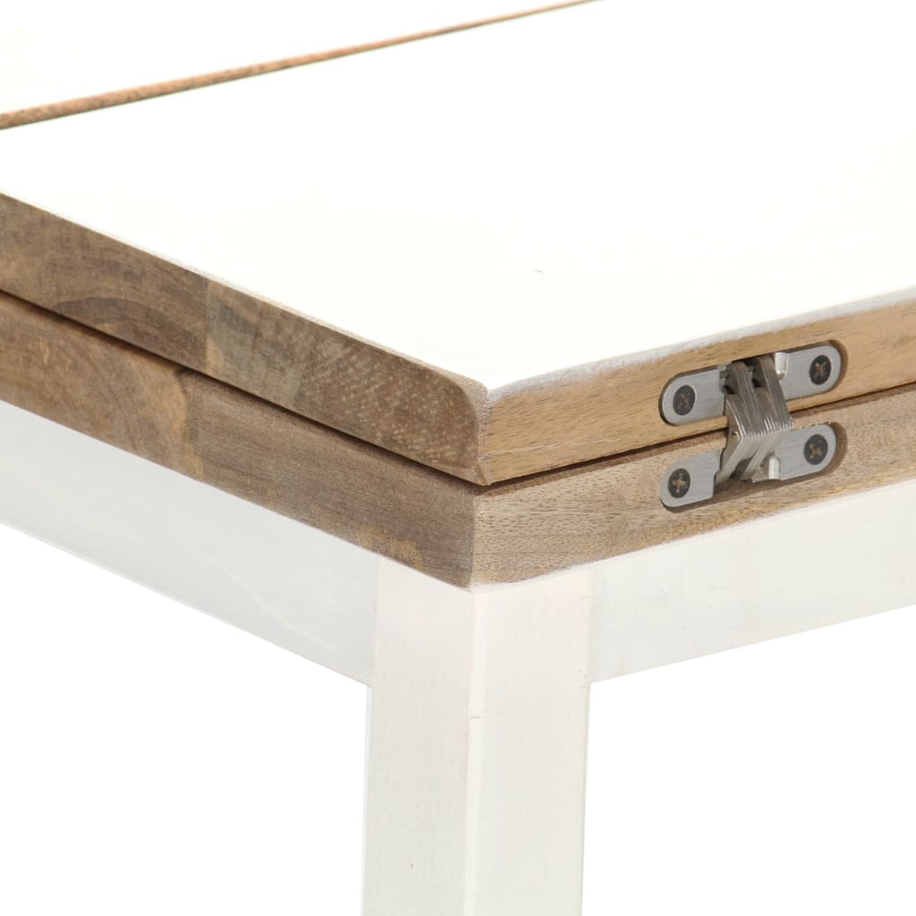 Couchtisch Ausziehbar Weiß 90x(45-90)x45 cm Massivholz Mango