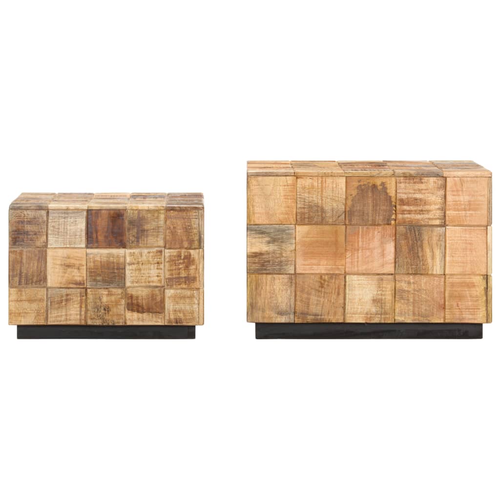 Coffee tables 2 pcs. in block design Rough solid mango wood