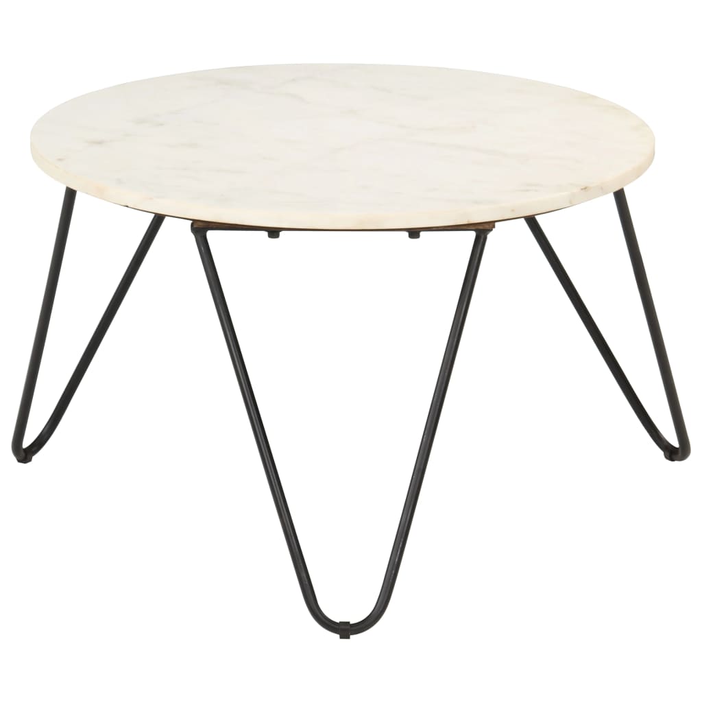 Coffee table white 65x65x42 cm real stone in marble look
