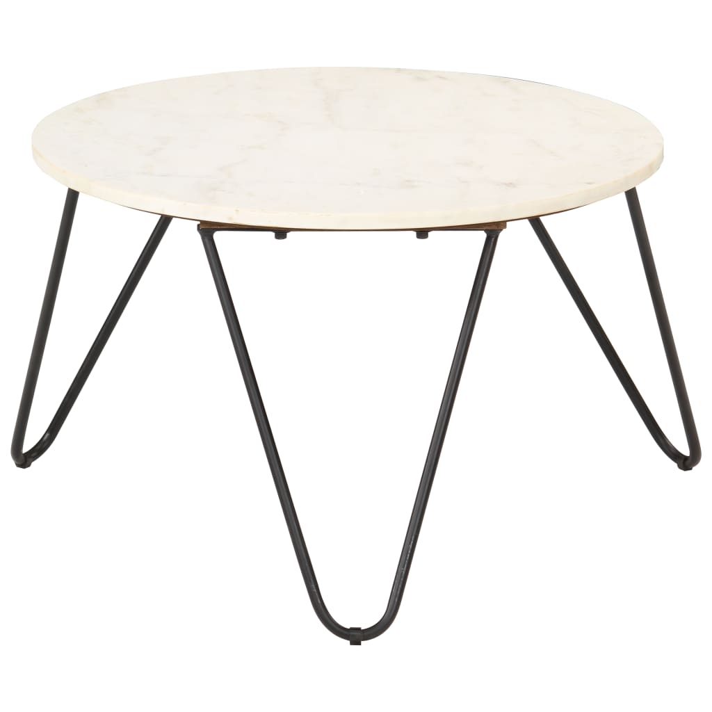 Coffee table white 65x65x42 cm real stone in marble look