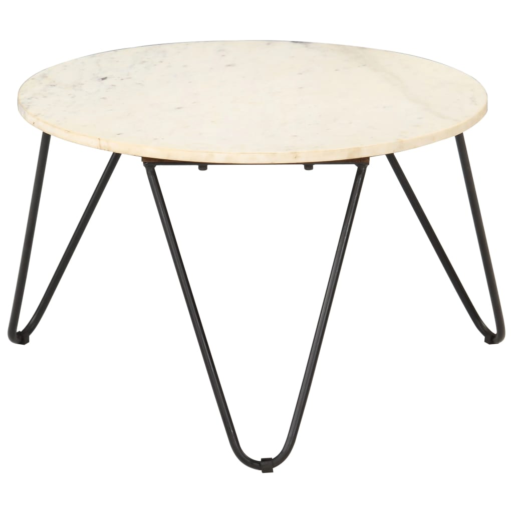 Coffee table white 65x65x42 cm real stone in marble look