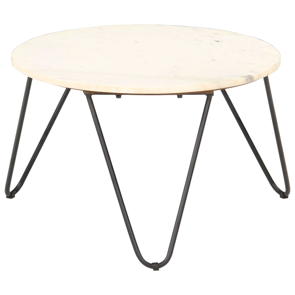 Coffee table white 65x65x42 cm real stone in marble look