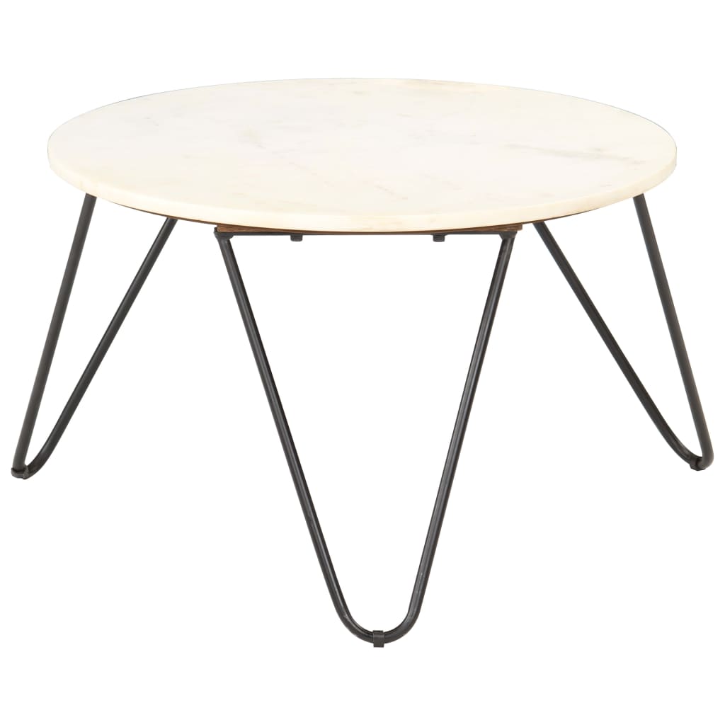 Coffee table white 65x65x42 cm real stone in marble look