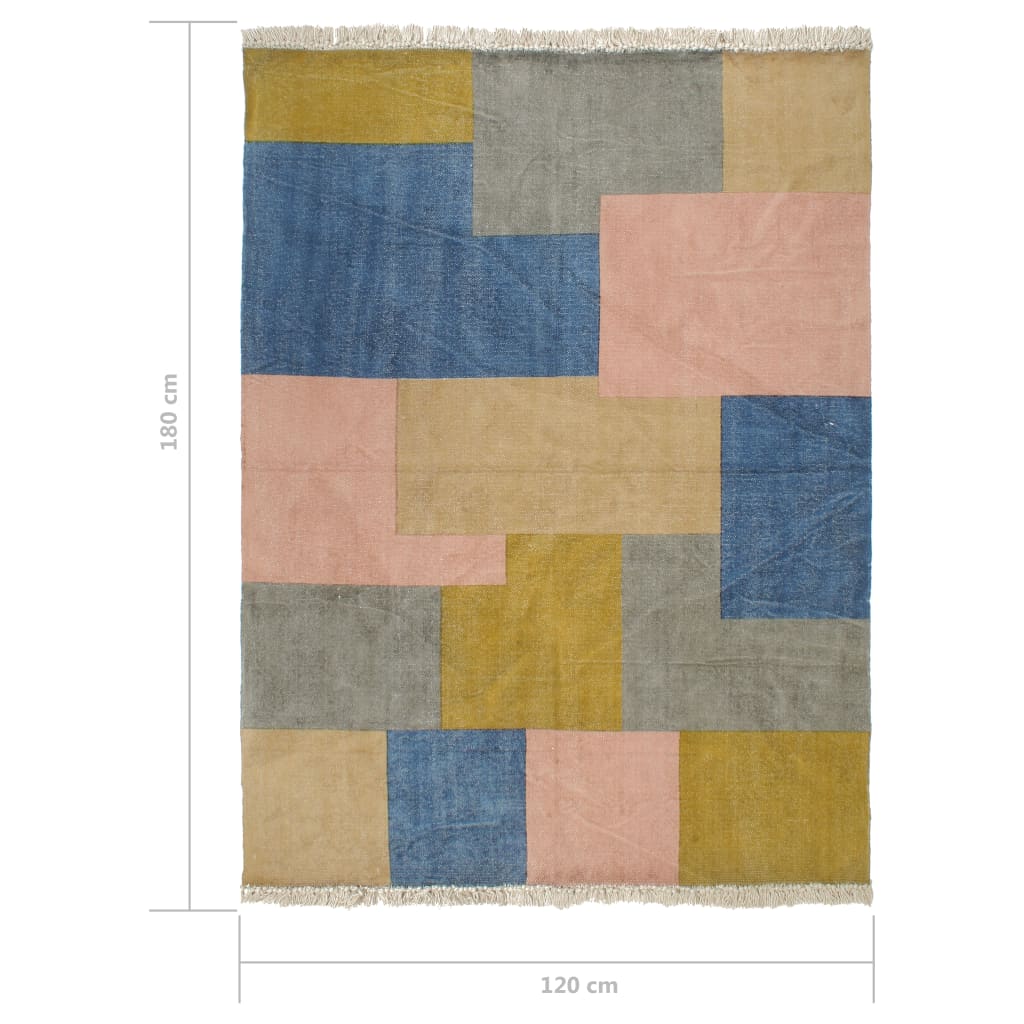 Kelim-Teppich Handgewebt Baumwolle 120×180 cm Bedruckt