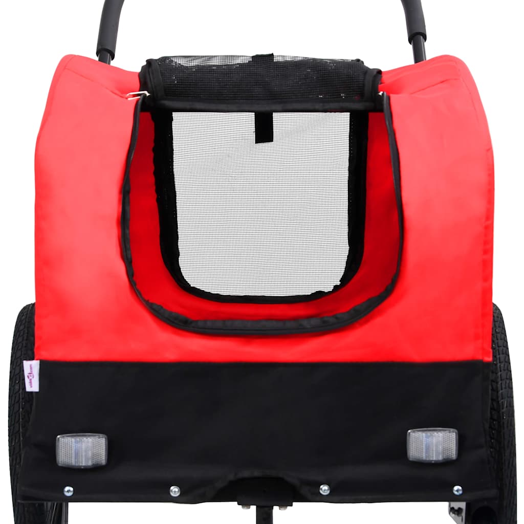 2-in-1 Fahrradanhänger für Hunde und Buggy Rot und Schwarz