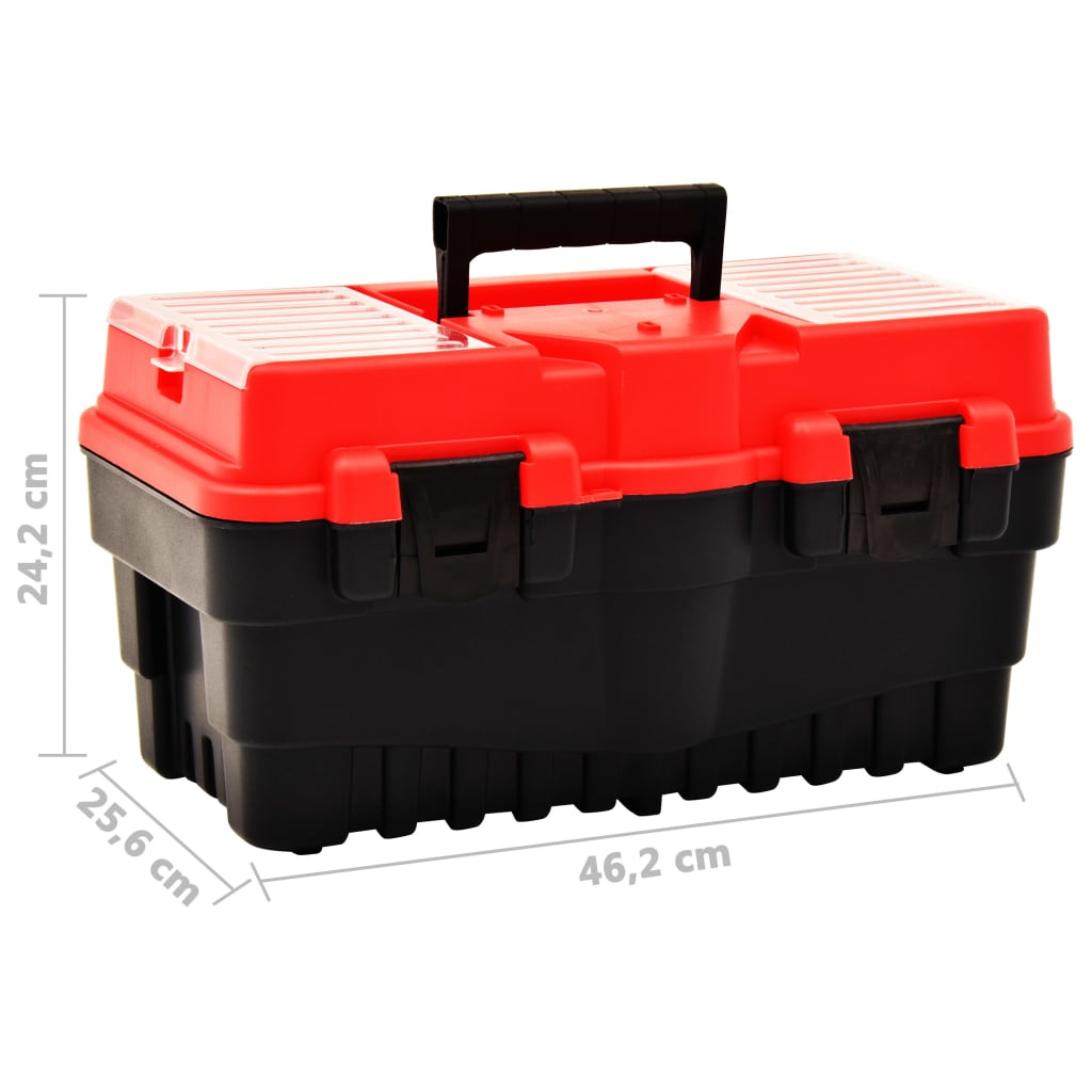 Plastic tool case 462 x 256 x 242 mm red