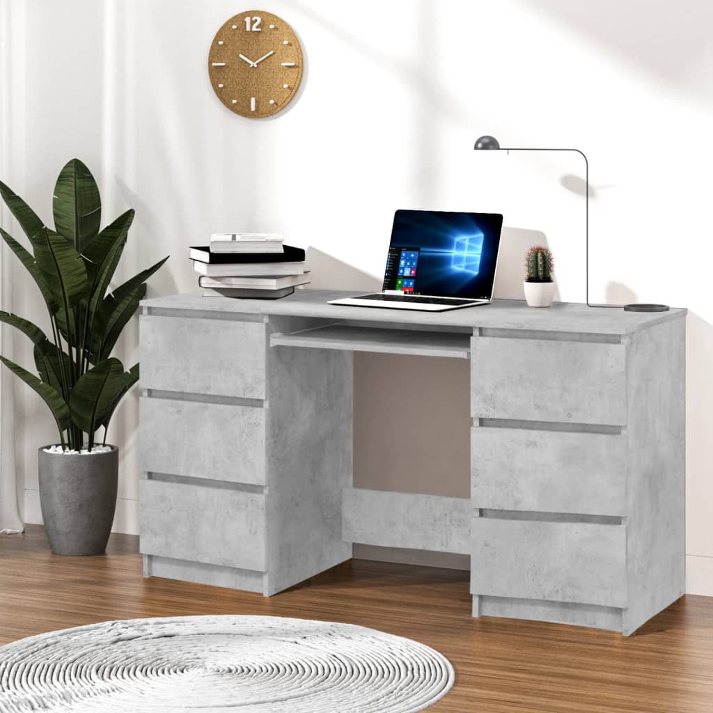Desk Concrete Grey 140x50x77 cm Wood Material
