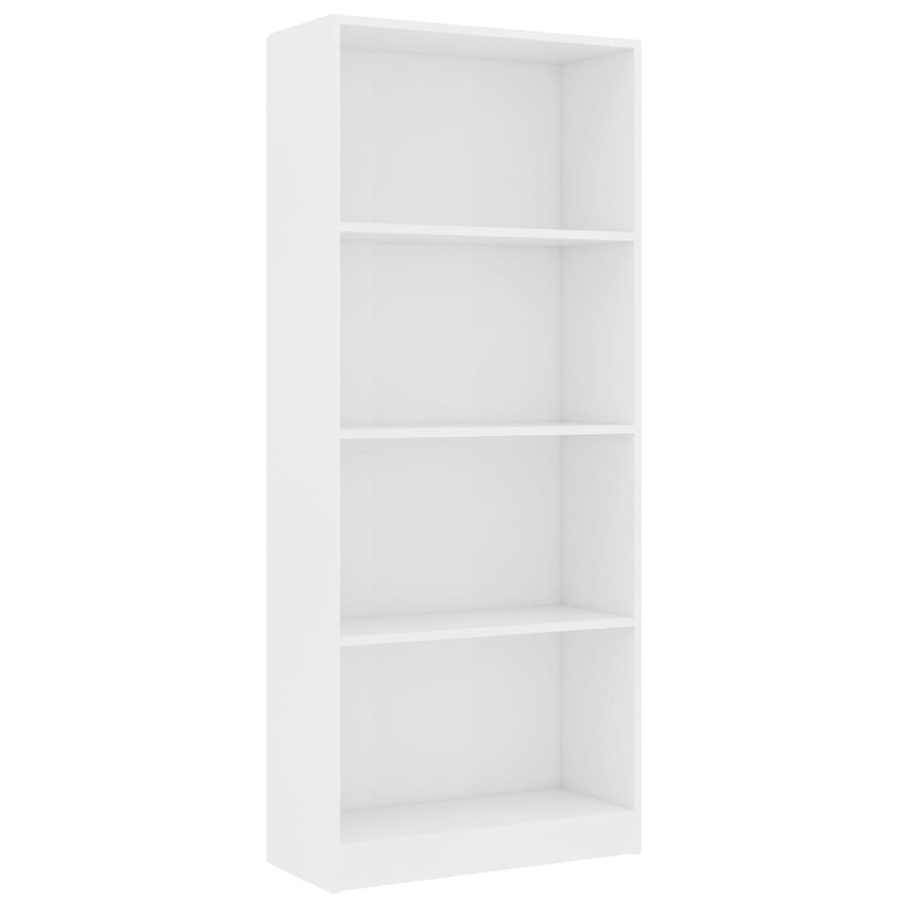 Bibliothèque 4 compartiments blanc 60x24x142 cm en bois