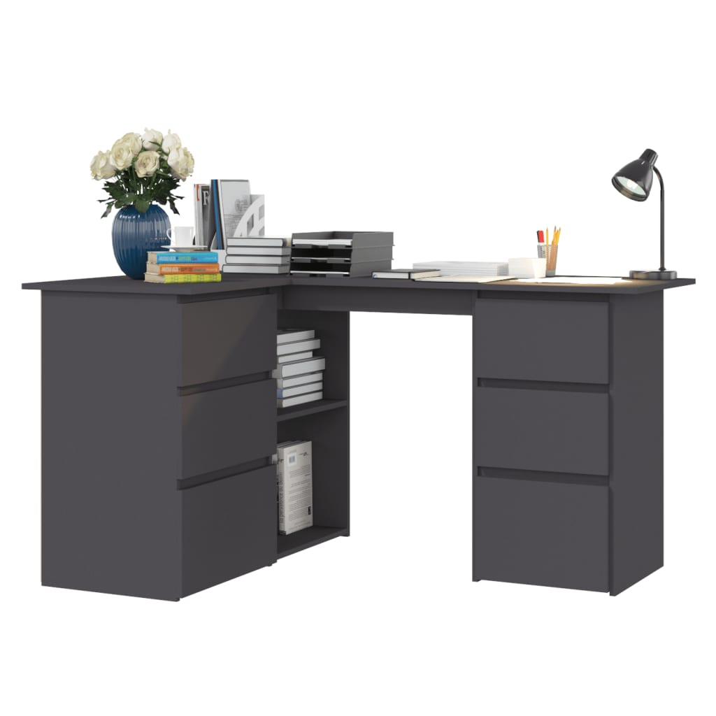 Eckschreibtisch Grau 145x100x76 cm Holzwerkstoff