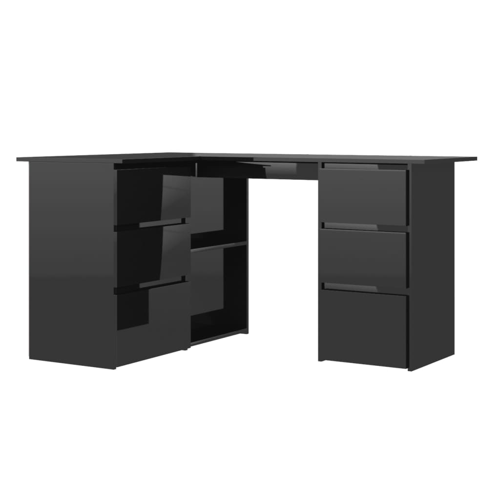 Eckschreibtisch Hochglanz-Schwarz 145x100x76 cm Holzwerkstoff