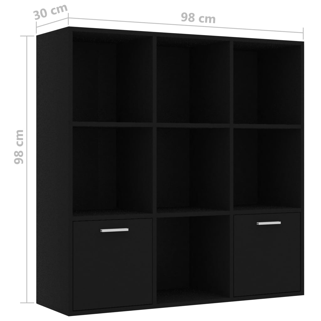 Bookshelf Black 98x30x98 cm Wood Material