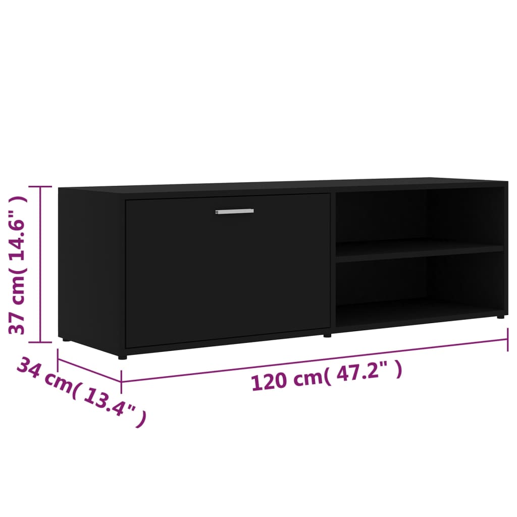 Meuble TV noir 120x34x37 cm en bois