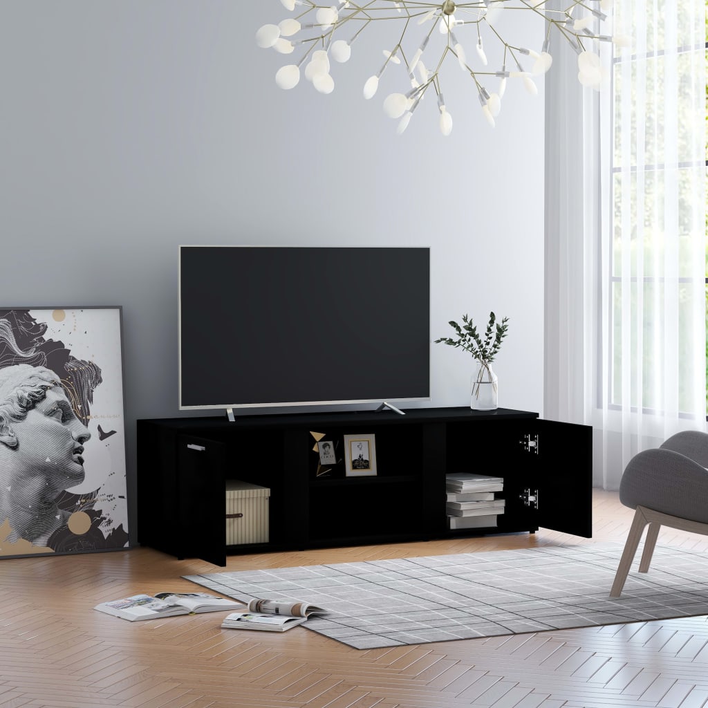 Meuble TV noir 120x34x37 cm en bois