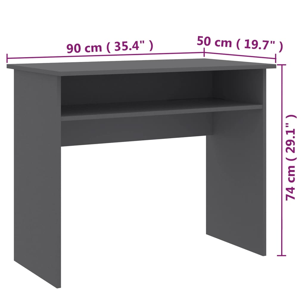 Bureau gris 90x50x74 cm en matériau à base de bois