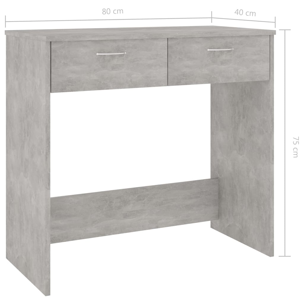 Desk Concrete Grey 80x40x75 cm Wood Material