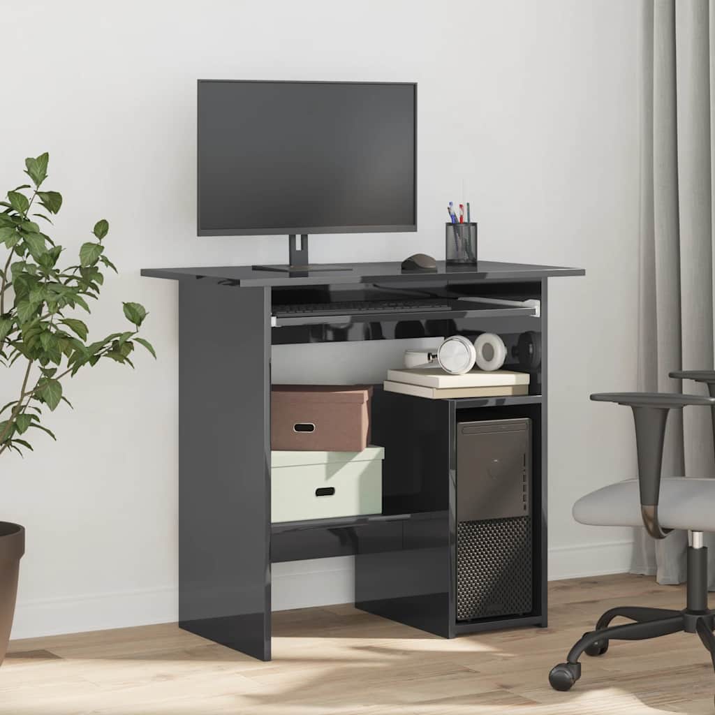 Schreibtisch Hochglanz-Grau 80x45x74 cm Holzwerkstoff