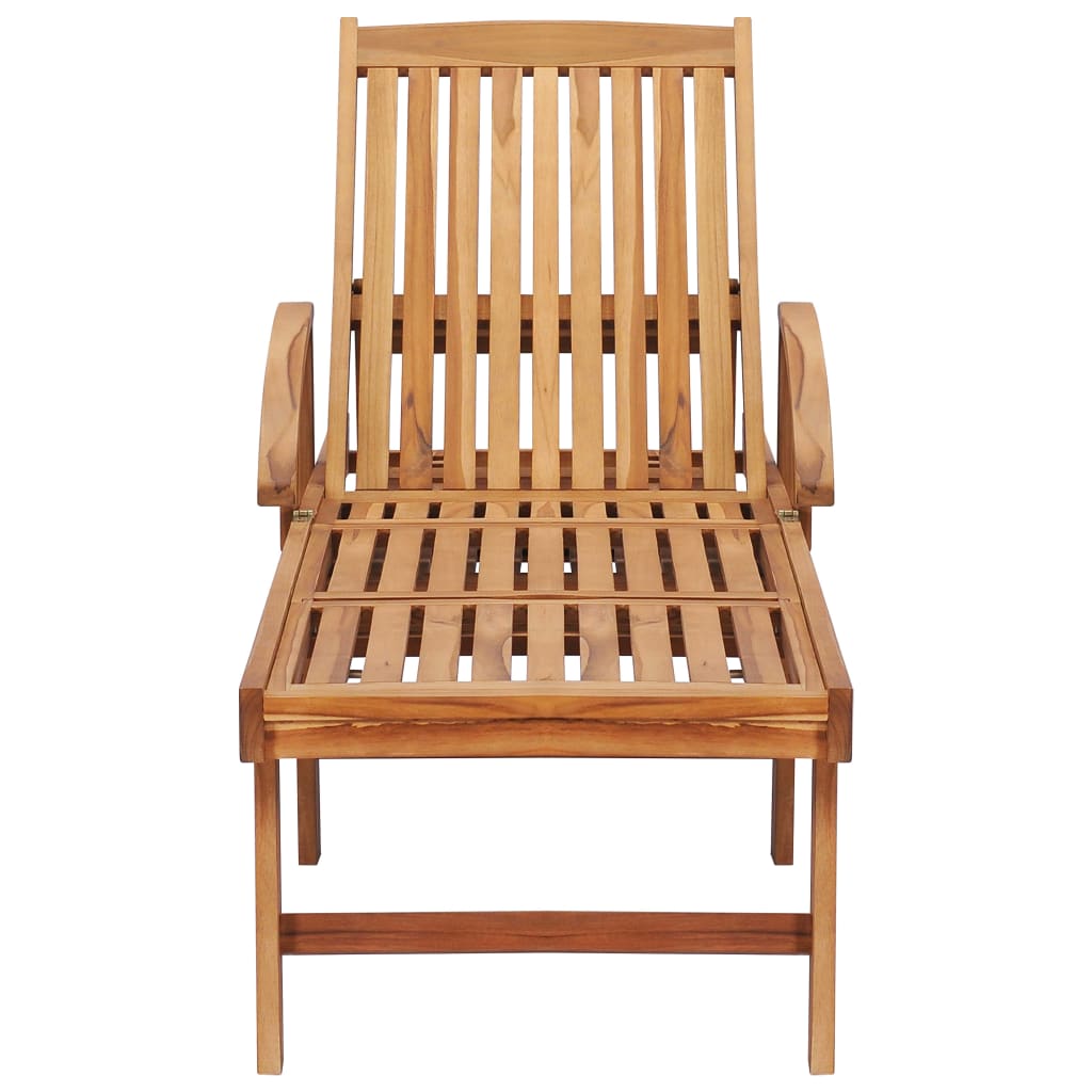 Chaises longues 2 pièces avec table en bois de teck massif