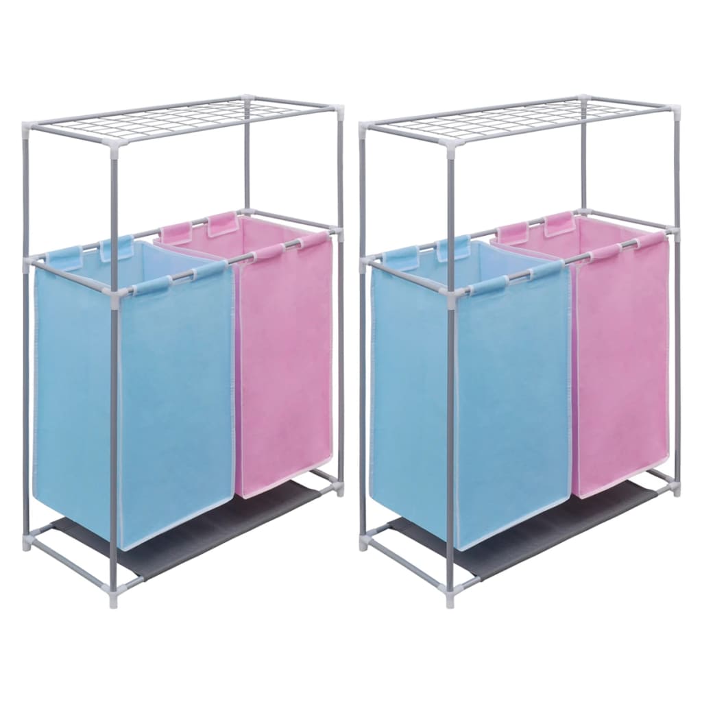 2-compartment laundry basket 2 pcs. with drying rack