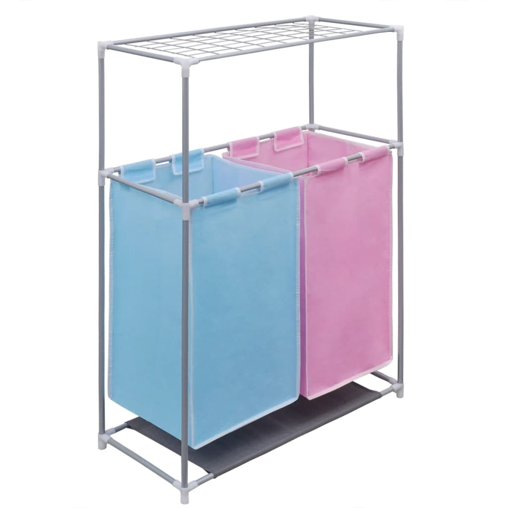 2-compartment laundry basket 2 pcs. with drying rack