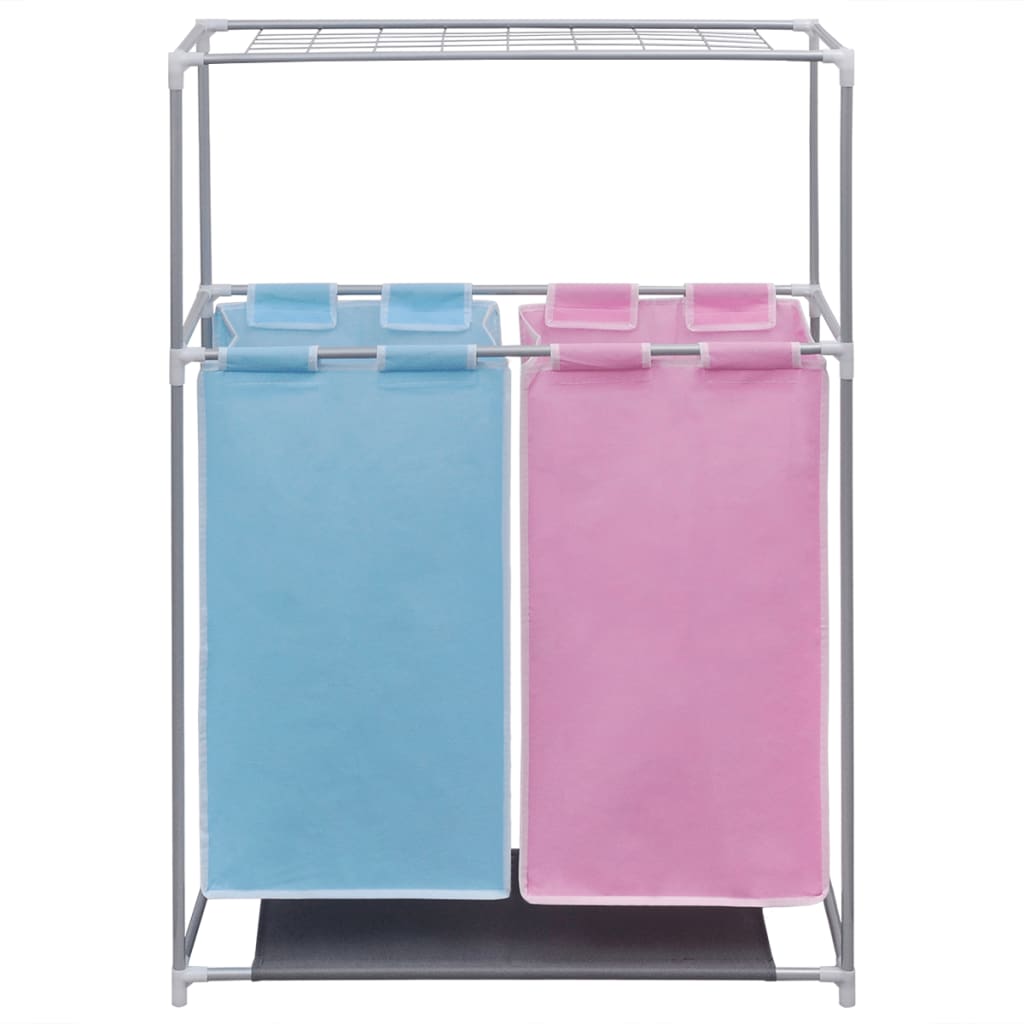 2-compartment laundry basket 2 pcs. with drying rack